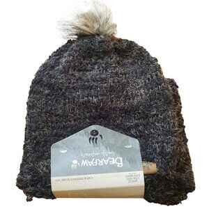 𝅺BEARPAW Ski Cap Hat and Infinity Scarf Set Fur Pom One Size NWT